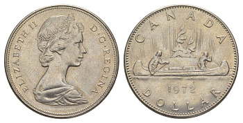 Канада 1 доллар 1972 Елизавета II (1952-2022), каноэ KM 76 никель UNC 4185-342