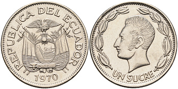 Эквадор 1 сукре 1970 Антонио Хосе Сукре KM 78b сталь плакированная никелем    4595-647