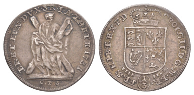 Брауншвейг-Каленберг-Ганновер 1/3 талера 1731 CPS, Георг II (1727-1760), из коллекции Ричарда Б. Смита Smith 149, Welter 2596 серебро 1525-935