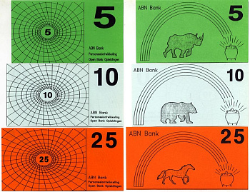 НИДЕРЛАНДЫ НАБОР ИЗ 6 БАНКНОТ ND НА ОТКРЫТИЕ БАНКА ABN (5, 10, 25, 50, 100, 250) бумага UNC (ПРЕСС) 7146-40-3-1