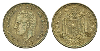 Испания 1 песета 1975 (76) Хуан Карлос I (1975-2014) KM 806 алюминиевая бронза 4685-1058