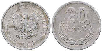 Польша 20 грошей 1969 Y A47 алюминий 4124-158