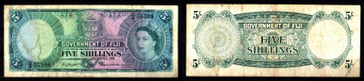 Фиджи 5 шиллингов 1961 Pick 51 b бумага 451-1205-3