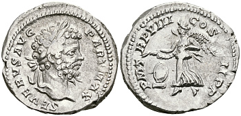 Римская Империя денарий 200 Септимий Север PM TRP VIII COS II PP Виктория Рим Good Very fine RIC 150 серебро 00-00-00