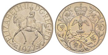 Великобритания 25 пенсов 1977 25 лет со дня коронации Елизаветы, Елизавета II (1952-2022) KM 894, Spink 4136 медно-никель aUNC 4527-312