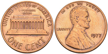 США 1 ЦЕНТ 1977 ЛИНКОЛЬН KM 201 медь цинк 188-321