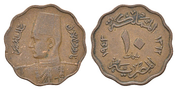 Египет 10 миллим 1938 KM 361 бронза 4673-352
