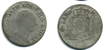 Бавария 6 крейцеров 1807 Максимилиан I Иосиф (1806-1825) KM 346 серебро 62-2764