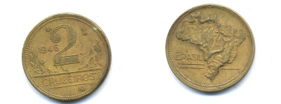 БРАЗИЛИЯ 2 КРУЗЕЙРО 1946 KM 559 алюминевая бронза 76-947