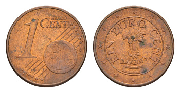 Австрия 1 евроцент 2013 KM 3082 сталь плакированная медью 4630-446