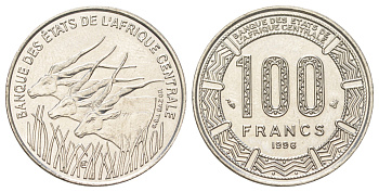 Центральная Африка (BEAC) 100 франков 1996 KM 13 никель UNC 4616-346