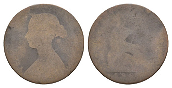 Великобритания 1/2 пенни 186? Виктория (1837-1901) KM 748, Spink 3956 бронза 53-1114