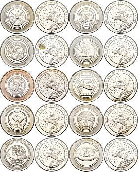 США набор из 10 медалей 1983-1986 запуски шаттлов, космический центр Кеннеди, в оригинальной коробке серебро UNC 14-01-04-03