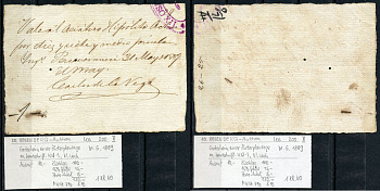 Куба 1 трудодень 1889 расписка за 1 день работы на сахарных плантациях, 31 мая 1889, с владельческой биркой      451-550-3