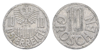 Австрия 10 грошей 1968 KM 2878 алюминий 4576-1145
