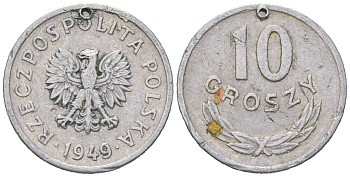 Польша 10 грошей 1949 Y 42a алюминий 99-767