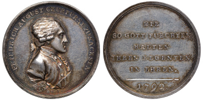 Саксония медаль 1792 Фридрих Август III 29,35 мм, 10,43 гр серебро UNC 00-809-39