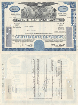 США, Pan American World Airwaysсертификат на 100 акций1974бумага5553-11-2