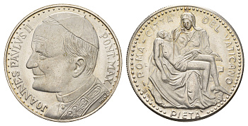 Ватикан медаль в честь избрание папой римским Иоанна Павла II ND (1978) Иоанн Павел II, Пьета Микеланджело, диаметр 35 мм, вес 15,8 гр медно-никель плакированный серебро 4667-1246