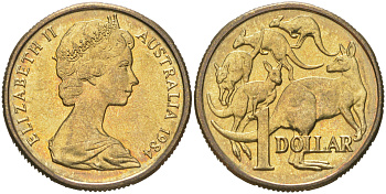 Австралия 1 доллар 1984 Елизавета II (1952-2022), кенгуру KM 77 алюминиевая бронза UNC 4622-233