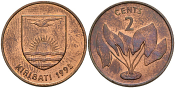 Кирибати 2 цента 1992 KM 2 бронза UNC 4118-641