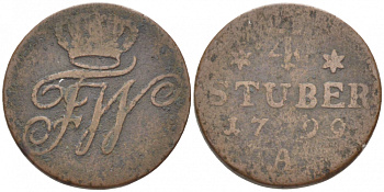 Бранденбург-Пруссия 1/4 штюбера 1799 A KM 272, Jaeger 6 медь 175-1224