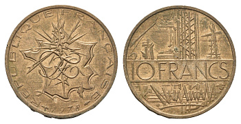 Франция 10 франков 1978 KM 940 медь алюминий никель 4673-1215