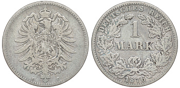 Германия 1 марка 1876 C Weege 17, J. 9, KM 7 серебро 4178-926
