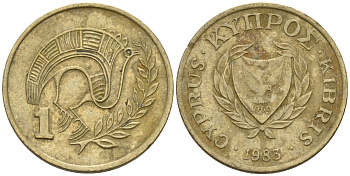 Кипр 1 цент 1983 KM 53.1 никель латунь 4174-1115