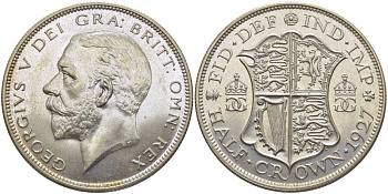 Великобритания 1/2 кроны 1927 Георг V (1910-1936), четвертый выпуск, тираж 15000 экземпляров KM 835, Spink 4037 серебро  PROOF 00-802-28