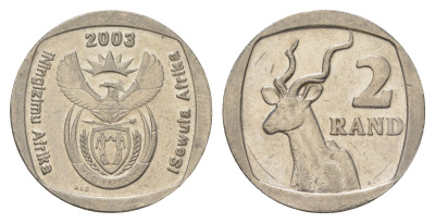 ЮАР 2 ранда 2003 KM 335 медь плакированная никелем 4626-1232