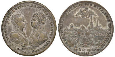 Россия медаль 1813 в память битвы при Лейпциге Дьяков 368.2 бронза, серебрение 413-6434