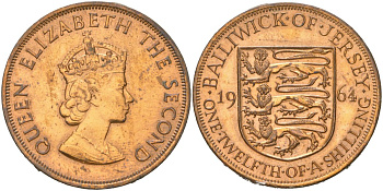 Джерси 1/12 шиллинга 1961 KM 21 бронза 4389-523