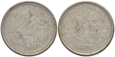 БРАЗИЛИЯ 1 СЕНТАВО 1994 РЕФОРМА 1994-, ГОЛОВА СВОБОДЫ ВЛЕВО KM 631 нержавеющая сталь 51-2817