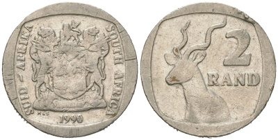 ЮАР 2 ранда 1990 KM 139 медь плакированная медно-никелем 4364-1951