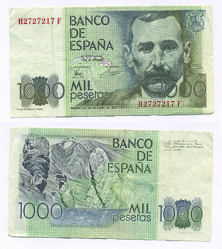 Испания 1000 Песет 1979 Бенито Перес Гальдос, Канарские острова Pick 158 бумага 6300-21-1-2