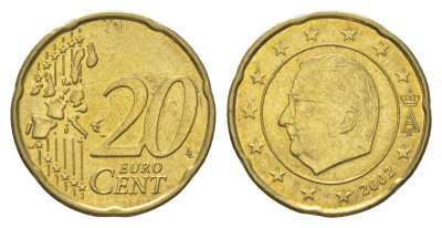 Бельгия 20 евроцентов 2002 KM 228 нордик aUNC 4629-332
