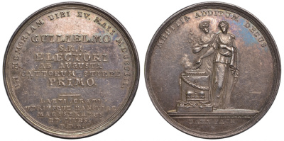 Германия медаль 1803 на получение Вильгельмом I титула курфюрста Гессенского Hoffmeister 2751, Schtz 2206.1 серебро UNC 00-805-12