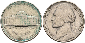 США 5 центов 1964 D, Джефферсон KM А192 медно-никель 92-1127