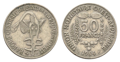 Западная Африка (ВСЕАО) 50 франков 1984 KM 6 медно-никель 4703-1234