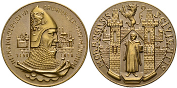 Бавария медаль 1958 800 лет Мюнхену (1158-1958), Генриз - лев, диаметр 38,4 мм. бронза 00-00