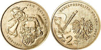 Польша 2 злотых 2002 MW, Ян Матейко (1838-1893), художник KM 444 нордик UNC 4531-243