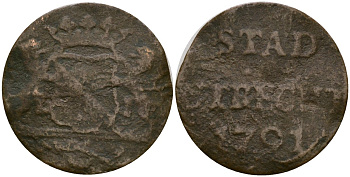 Нидерланды, Утрехт 1 дуит 1791 KM 91 медь 4132-221