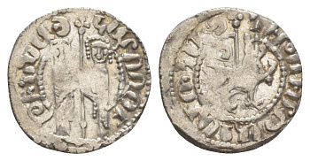 Киликийская Армения трам 1226-1271 Хетум I и царица Забель, держат крест/лев с патриаршим крестом  серебро    1516-332