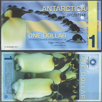 Антарктида 1 доллар 2011 Императорские пингвины полимер UNC (пресс) 7553-7-4-1