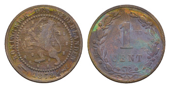 Нидерланды 1 цент 1878 Виллем III (1849-1890) KM 107 бронза 58-1124