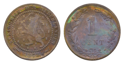 Нидерланды 1 цент 1878 Виллем III (1849-1890) KM 107 бронза 58-1124