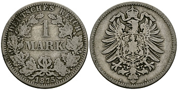 Германия 1 марка 1875 A KM 7 серебро 4172-347