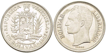 Венесуэла 1 боливар 1989 Симон Боливар KM 52a.2 сталь плакированная никелем 4513-757