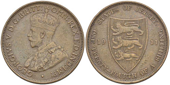 Джерси 1/24 шиллинга 1911 Георг V (1910-1936) KM 11 бронза 3996-821